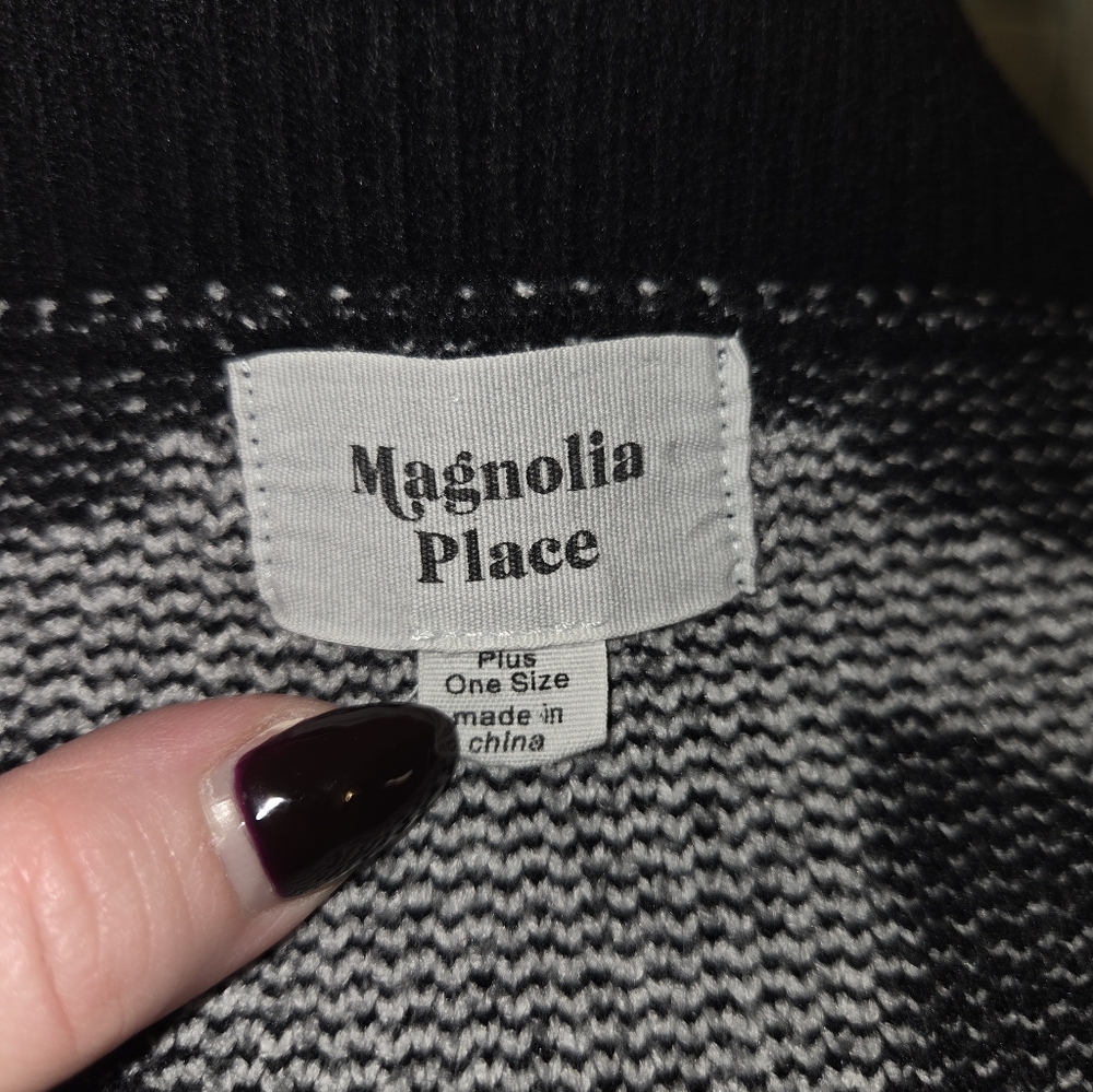 Unique Vintage Magnolia Place Black & White Skeleton Open Long Cardigan - Picture 4 of 4